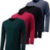 4 Packs: Men Quick Drying Long Sleeve Sports Performance T-Shirt, Sports Running Gym Exercise Long Sleeve T-Shirt top