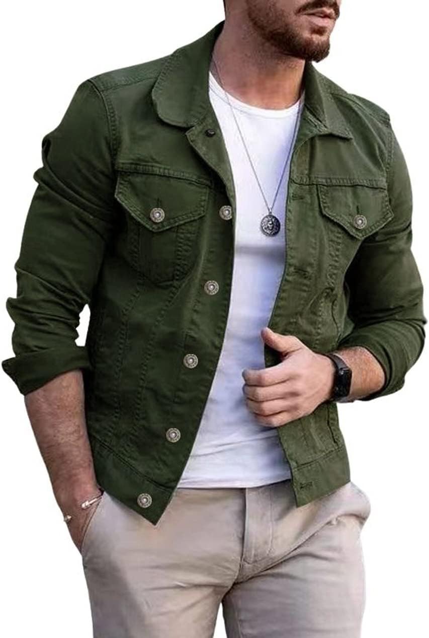 Men's Regular-Fit Denim Jacket with a Button-Front Trucker Style