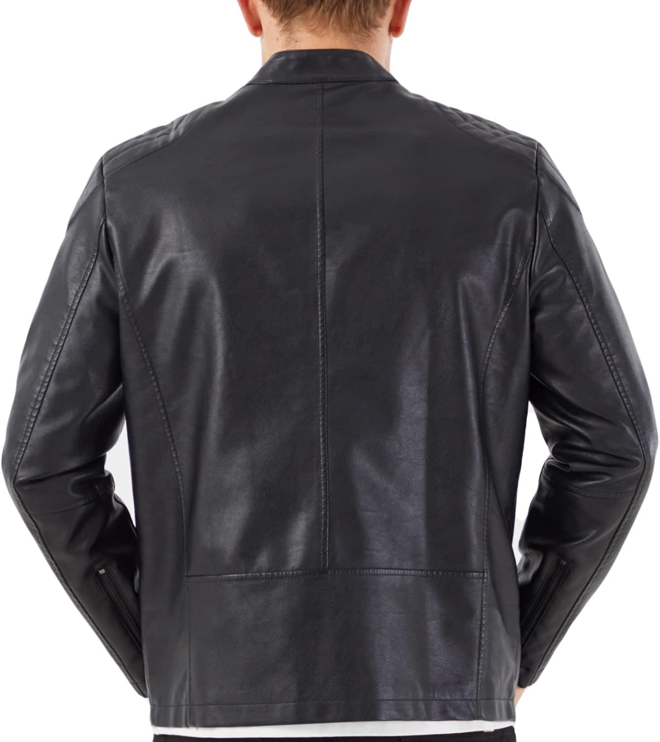 Men's Casual Stand-Collar Faux Leather Jacket with Motorcycle Styling - Image 2
