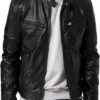 Men's Lambskin Leather Motorcycle Jacket with a Classic Biker Design