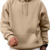 Men's Cotton Pullover Hoodie with Drawstring and Long Sleeves