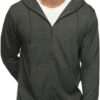Men's Soft Cotton Jersey Hoodie with a Full-Zip Front and Long Sleeves