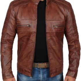 Men's Classic Leather Biker Jacket with a Vintage-Inspired Design