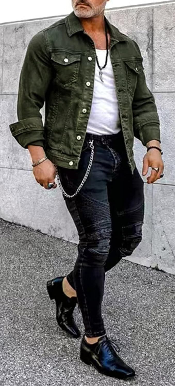Men's Regular-Fit Denim Jacket with a Button-Front Trucker Style - Image 2