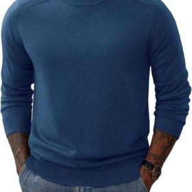Men's Casual Wool-Blend Knit Sweater with a Classic Crew Neck