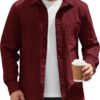 Men's Cotton Button-Front Shirt Jacket for Casual Layering