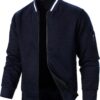 Men's Lightweight Waffle Bomber Jacket with a Zip-Up Front