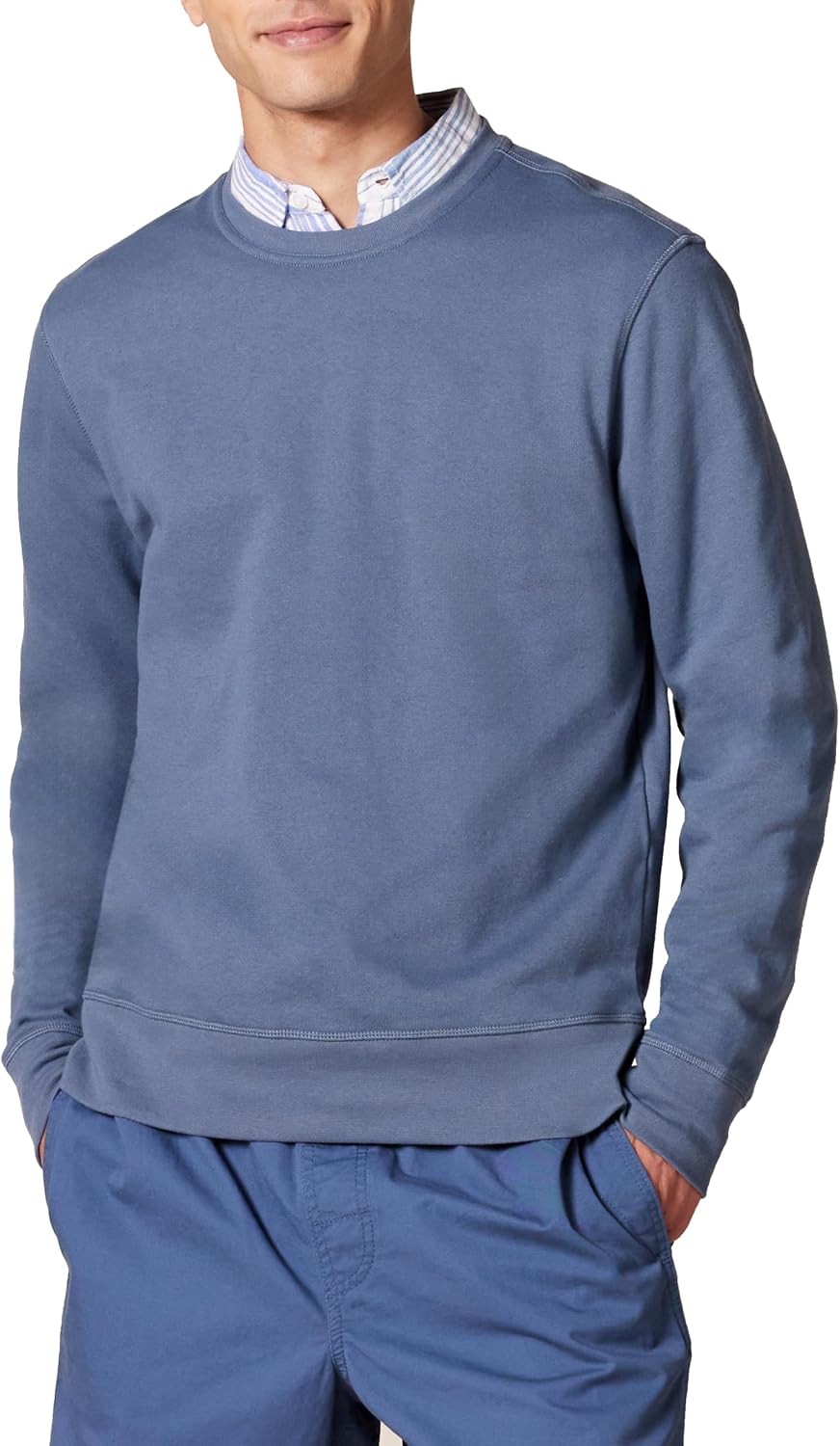 Men's Lightweight French Terry Crewneck Sweatshirt with Long Sleeves