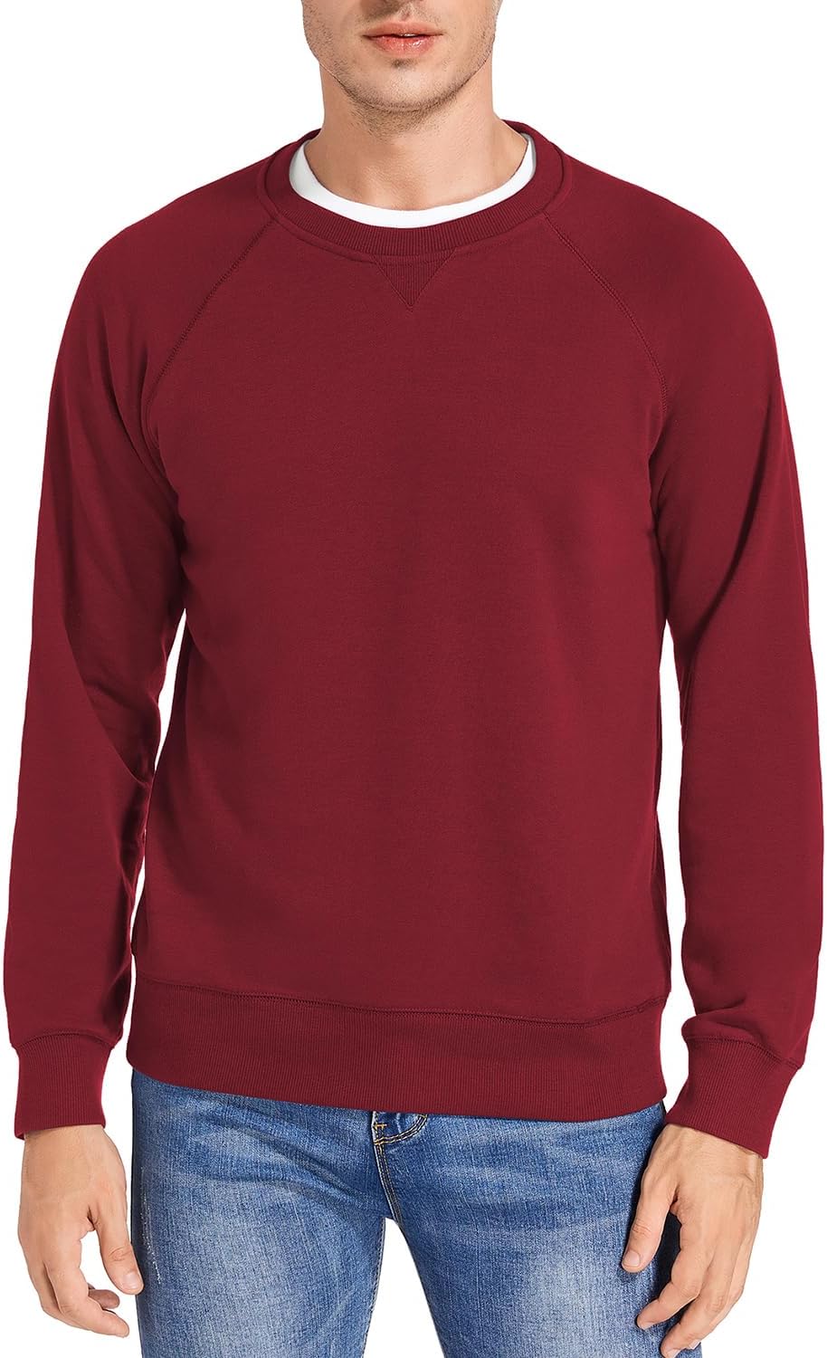 Men's Casual Cotton-Blend French Terry Crewneck Pullover