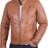 Men's Vintage Lambskin Leather Biker Jacket with a Modern Casual Design