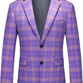 Men's Plaid Casual Blazer with a Slim-Fit Design for Special Occasions