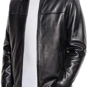 Men's Genuine Lambskin Leather Jacket with a Classic Motorcycle-Inspired Cut