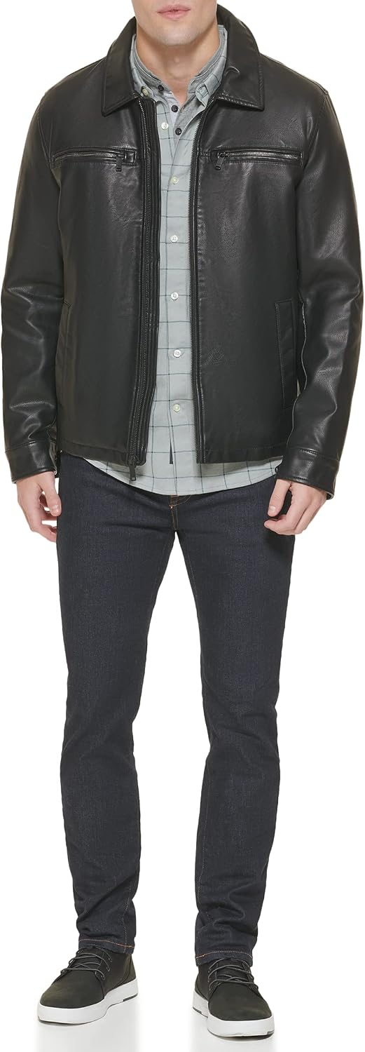 Men's Faux Leather Jacket with a Comfortable Regular Fit - Image 2