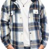 Men's Long-Sleeve Plaid Flannel Shirt Jacket with Button Closure and Pockets