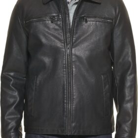 Men's Faux Leather Jacket with a Comfortable Regular Fit
