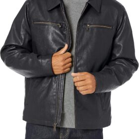 Men's Casual Faux Leather Jacket with a Classic Everyday Design