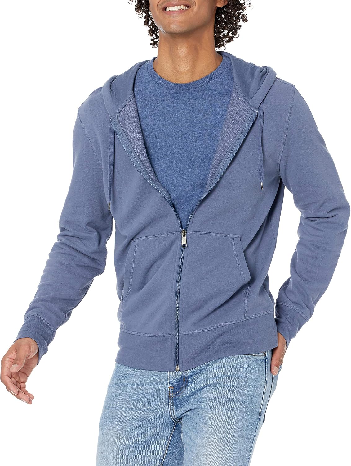 Men's Lightweight French Terry Hoodie with a Full-Zip Closure